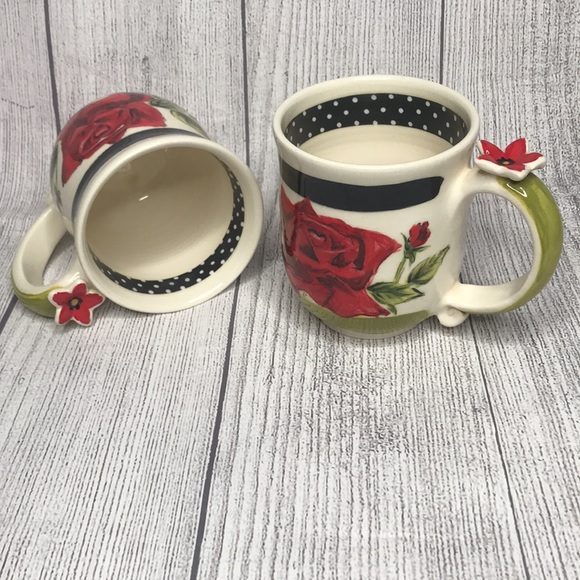 Two 3-D Floral Mugs by Heather Goldminc - Picture 2 of 14